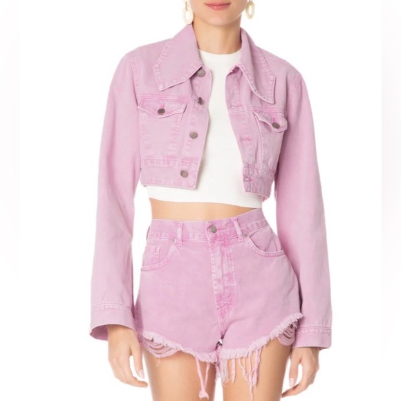 FARM Rio Pink Denim crop Jacket - Picture 2 of 11
